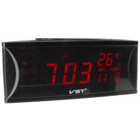 Часы VST-719W-1 1 дисплей красный 220 будильник, календарь, термометр