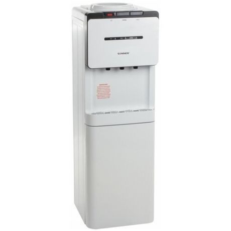 Кулер для воды SONNEN FSE-03, напольный, электронное охлаждение/нагрев, шкаф, 3 крана, белый/черный