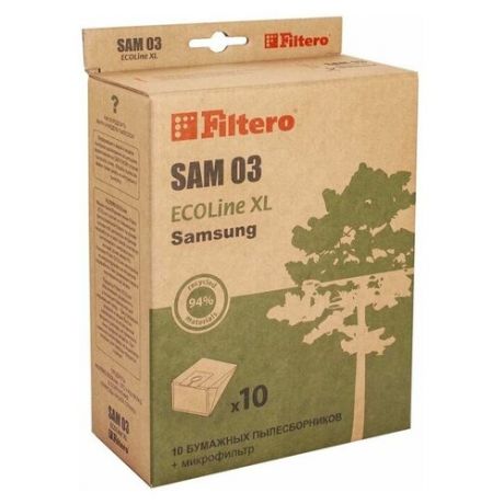 Мешки-пылесборники Filtero SAM 03 EcoLine XL (10шт + микрофильтр) .