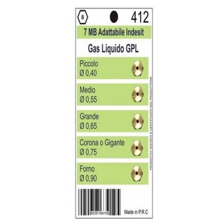 Жиклёры (форсунки) для газовой плиты Ariston, Indesit, Zanussi, Electrolux (на балонный газ) WO412
