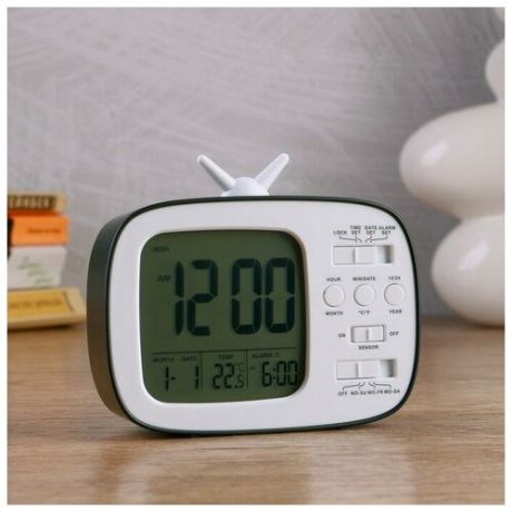 Часы настольные электронные "Камбре": будильник, календарь, термометр, 12 x 10 x 4.5 см