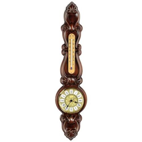 Часы с термометром в деревянном корпусе
