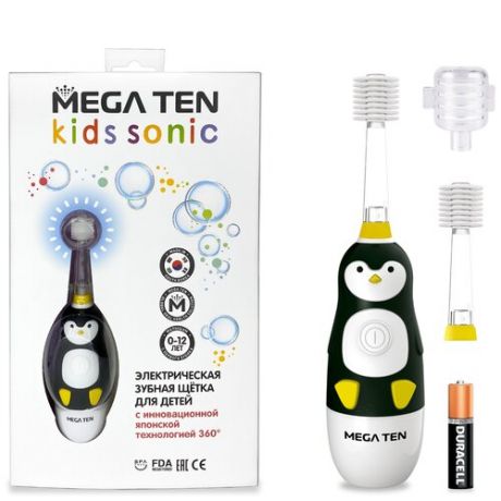 Mega Ten Электрическая зубная щетка Mega KIDS SONIC Пингвиненок