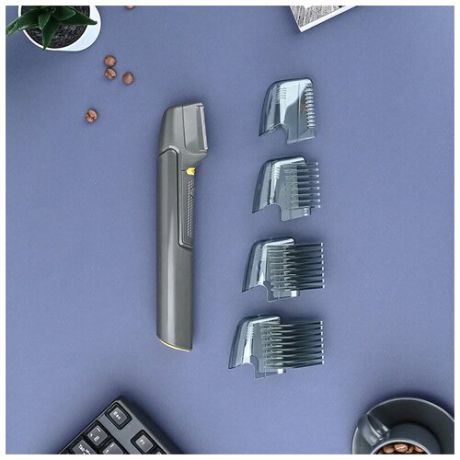 Беспроводной портативный триммер Micro Touch Titanium Trim с 5 насадками для стрижки волос, черный