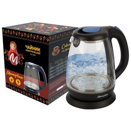 Чайник электрический Матрена MA-008 1,8 л, стекло, пластик, черный