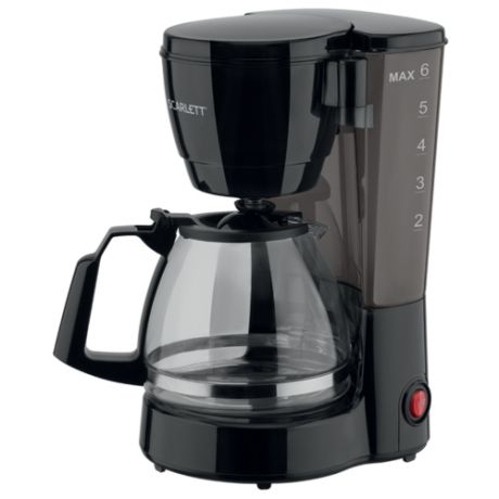 Кофеварка капельная SCARLETT SC-CM33018, объем 0.75 л, мощность 600 Вт, подогрев, пластик, черная