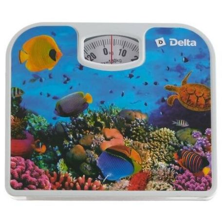 Весы напольные DELTA D-9409, механические, до 130 кг, рисунок "подводный мир