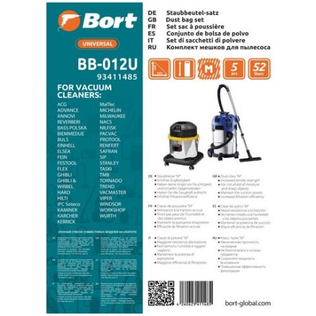 Мешки пылесборные Bort BB-012U 5шт 93411485
