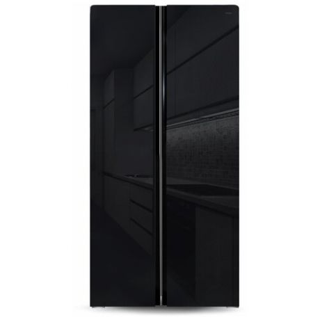 Холодильник Side by Side Ginzzu NFK-462 черное стекло