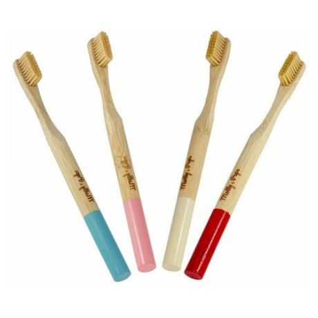 Набор бамбуковых зубных щеток Цветной
