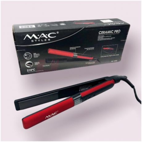 Профессиональный выпрямитель (утюжок) для волос MAC Styler MC-3060 с футляром в комплекте , 60 Вт с керамико-турмалиновым покрытием, красный