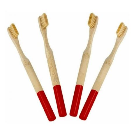 Набор бамбуковых зубных щеток Красный