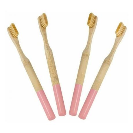 Набор бамбуковых зубных щеток Розовый (4 шт