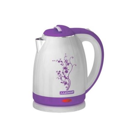 Чайник Ладомир 121, белый с изящным фиолетовым рисунком