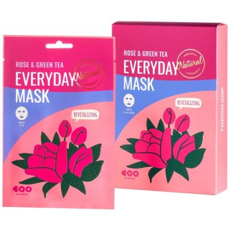 Dearboo Маска для лица «восстанавливающая» - Rose&green tea every day mask, 27мл