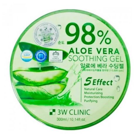 3W Clinic Гель универсальный для лица и тела с экстрактом алоэ Aloe Vera Soothing Gel 98%, 300 мл