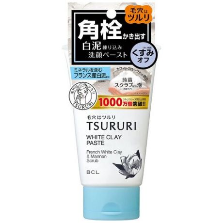 Tsururi - Пенка-скраб для глубокого очищения кожи с французской белой глиной и японским маннаном 120 г