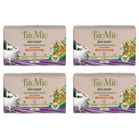 Мыло туалетное BIOMIO BIO-SOAP с эфирными маслами лаванды, мяты и апельсина, экологичное, 90г