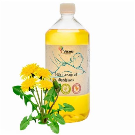 Verana Массажное масло для тела Одуванчик, натуральное, антицеллюлитное, питательное, ароматерапия 1 л