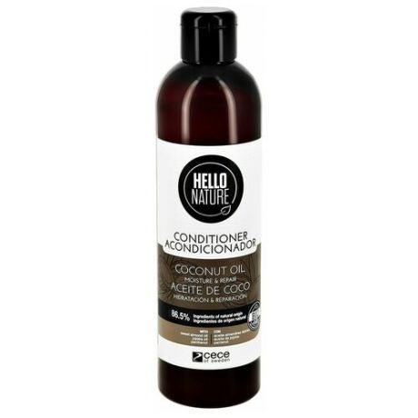 Кондиционер для волос `HELLO NATURE` COCONUT OIL с кокосовым маслом (увлажнение и восстановление) 300 мл