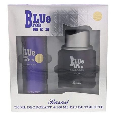 Rasasi Perfumes Мужской Blue for Men Eau De Toilette Набор: туалетная вода (edt) 100мл, дезодорант- спрей (spray) 200мл