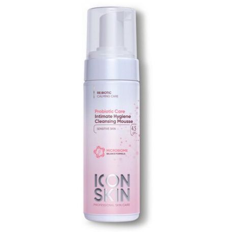 ICON SKIN / Мусс для интимной гигиены с пребиотиком и пробиотиком для чувствительной кожи, 175 мл
