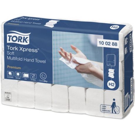 Полотенца бумажные листовые Tork Premium H2 100288 М-сложения, 2-слойные, 21110 листов