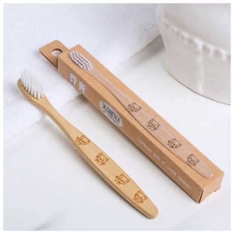 Зубная щётка для детей, бамбук «Котята», 15 × 2 × 1,5 см