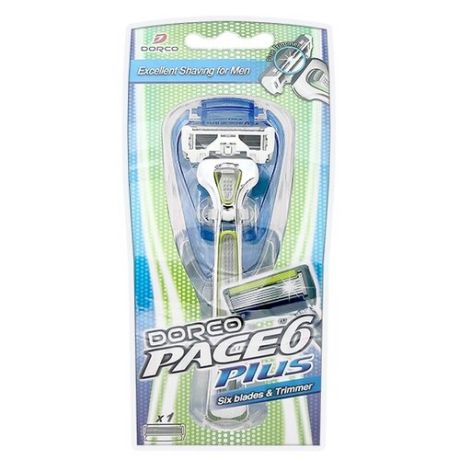 Бритвенный станок Dorco Pace 6 Plus, 2 кассеты, 6 лезвий + 1 лезвие-триммер Dorco 4130085 .