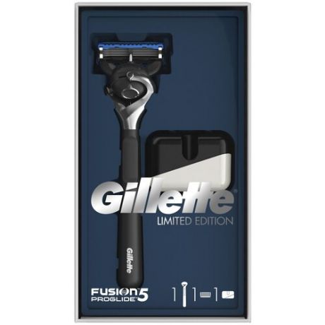 Набор Gillette подарочный: подставка, бритвенный станок Fusion5 ProGlide Flexball ограниченная серия с черной ручкой Limited Edition