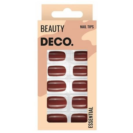 Набор накладных ногтей `DECO.` ESSENTIAL maroon mood (24 шт+ клеевые стикеры 24 шт)