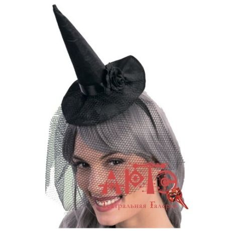 Шляпка "Ведьма" на ободке с вуалью (Цв: Черный )