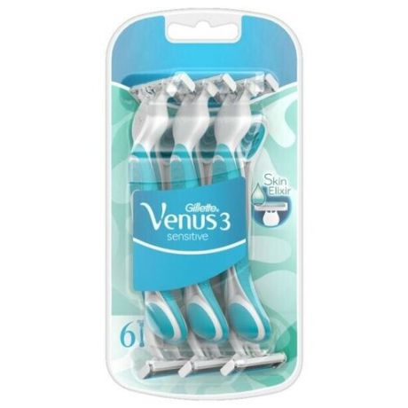 Gillette Venus Одноразовые станки для бритья Gillette Venus 3 Sensetive Dispo 6 шт, 1 шт (2 штуки)