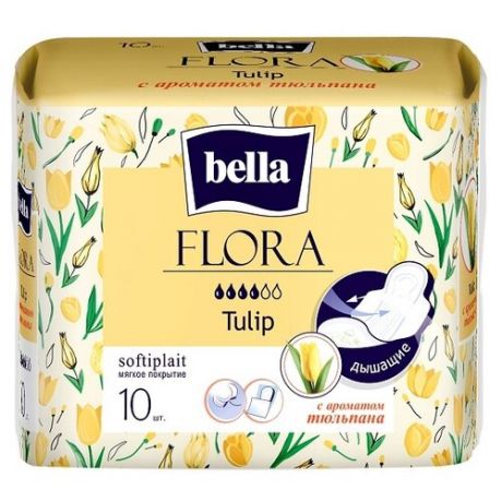 Прокладки женские bella FLORA Tulipс ароматом тюльпана 10 шт.