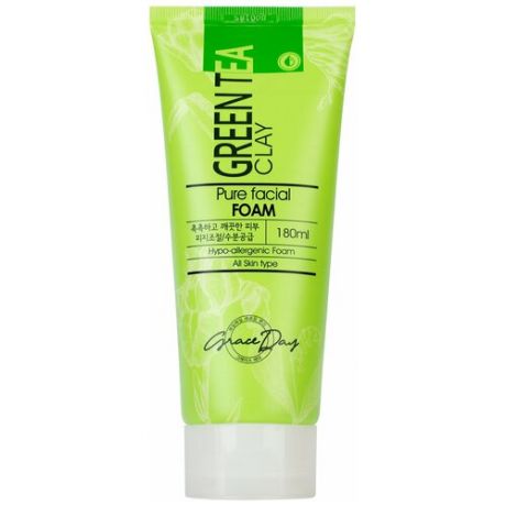 Grace Day Пенка для умывания с зеленой глиной - Green tea clay pure facial foam, 180мл