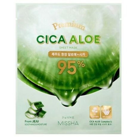 Маска для лица Premium Cica Aloe Sheet Mask успокаивающая, 21 г