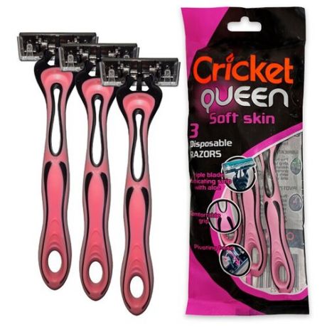 Cricket Бритвенный станок Queen 3, женский, одноразовый, 3 шт.