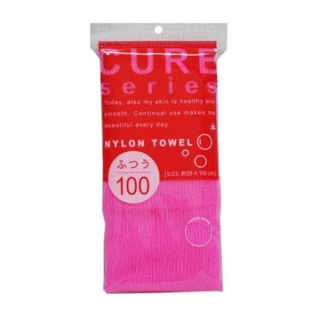 Ohe cure series мочалка для тела средней жесткости, розовая 100 см.