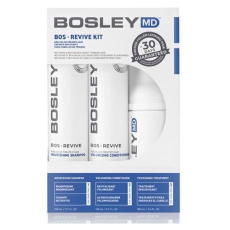 Bosley MD Revive Синяя линия: Система от выпадения и для стимуляции роста неокрашенных волос (BosRevive Starter Pack For Non Color-Treated Hair), 3 шт