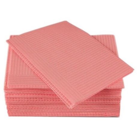 Cалфетки стоматологические нагрудные СТАНДАРТ 1 слой бумаги + 1 слой полиэтилена розовые 500 шт.