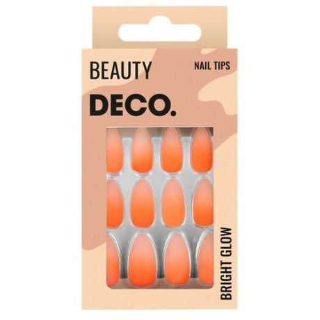 Набор накладных ногтей `DECO.` BRIGHT GLOW matt orange (24 шт + клеевые стикеры 24 шт)