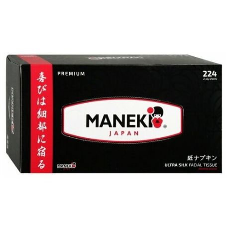 Maneki black white салфетки бумажные с ароматом жасмина, 2 слоя, белые, 224 шт.