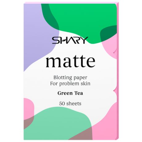 Shary матирующие салфетки для лица, для проблемной кожи, зеленый чай, 50 шт