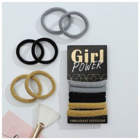 Набор резинок для волос "Girl power", d= 3,5 см