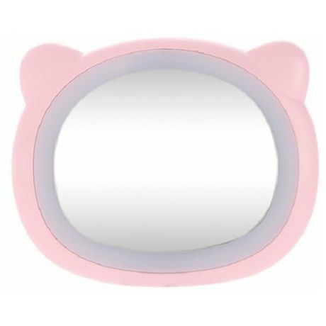 Зеркало с подсветкой, Мишка, цвет розовый, 11х9х1,5 см