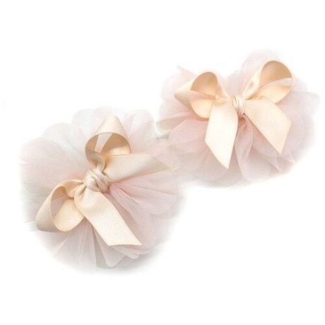 Комплект детских резинок для волос Ansony Fashion Jewelry Банты большие с атласной лентой пара персиковые