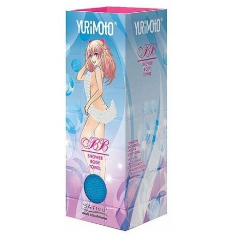 Satico Мочалка "Yurimoto" массажная для глубокого очищения кожи и профилактики целлюлита, средняя, цвет: голубой