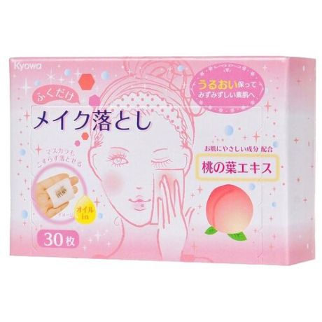 Kyowa салфетки для снятия макияжа с добавлением экстракта персиковых листьев, 30 шт.