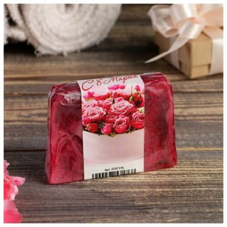 Косметическое мыло "С 8 марта! С букетом роз" аромат спелая вишня, "Добропаровъ", 100 гр