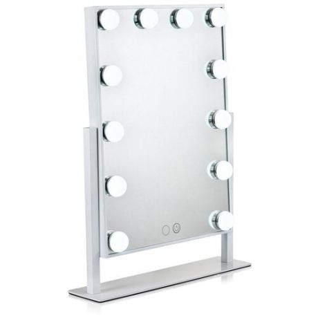 Настольное прямоугольное зеркало для макияжа с 12 LED лампами (теплый и холодный свет), белое, VenusShape VS-MIR-03